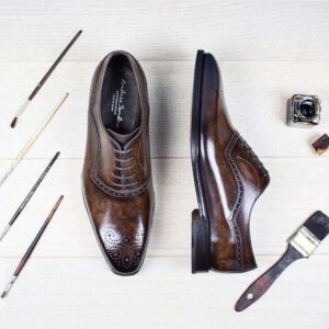 Handmade Men's Brown Leather Brogue Toe Lace Up Shoe - leathersguru