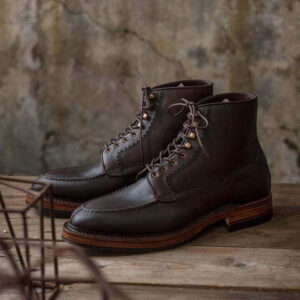 Handmade Men's Ankle High Brown Leather Split Toe lace Up Boot - leathersguru