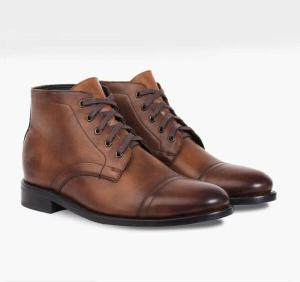 Bespoke Brown Leather Ankle Lace Up Simple Boots - leathersguru