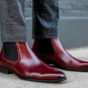 Bespoke Burgundy Chelsea Leather Boot Dress Men's Boot