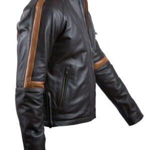 Mens Brown Black Biker Leather Jacket,Men's Pure Leather Jacket