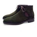 Stylish Chelsea Green Suede Lace Up Boot For Men’s