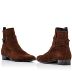 Handmade Brown Jodhpurs Buckle Suede Boot - leathersguru