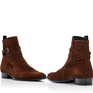 Handmade Brown Jodhpurs Buckle Suede Boot - leathersguru