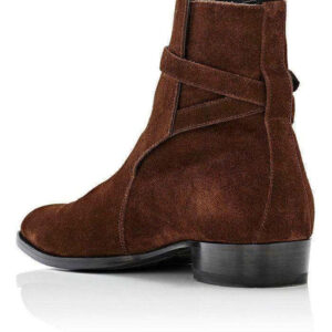 Handmade Brown Jodhpurs Buckle Suede Boot - leathersguru