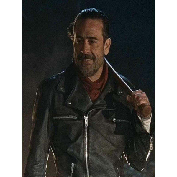 The Walking Dead Negan Jeffrey Dean Morgan Black Real Leather Jacket - leathersguru