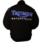 Triumph Black Motorcycle Genuine Real Leather Jacket For Men Front Zipper