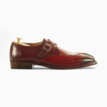 Two Tone Burgundy Split Toe Monk Strap Shoes,Men's Fashion Shoes