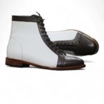 Two Tone Men’s Ankle High Criss Cross Formal Wear Leather Boots