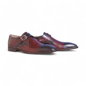 Two Tone Monk Strap Leather Shoes - leathersguru