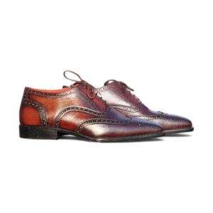 Two Tone Wing tip Brogue Leather Shoes For Men's - leathersguru