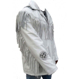 Western Motorbike Leather Jacket Suede Fringed & Beaded