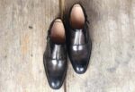 Men's Leather Monk Strap Black Derby Shoes - leathersguru