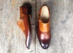 Handmade Men's Leather Monk Strap Tan Brown Derby Shoes - leathersguru
