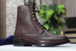 Handmade Cordovan Leather Ankle High Boot, Lace Up Wing Tip Boot For Men's