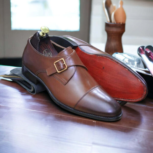 Handmade Brown  Leather Shoes, Cap Toe Shoes, Fashion Shoes For Men's