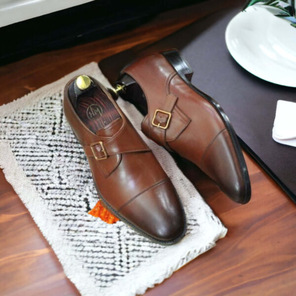 Handmade Brown  Leather Shoes, Cap Toe Shoes, Fashion Shoes For Men's