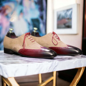 Handmade Two Tone Leather Suede Men's Shoes