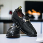 New Stylish Pure Black Hand Painted Loafer Shoes