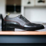 New Black Brogue Toe Lace Up Leather Shoes, Handmade Shoes, Men's Oxford Shoes