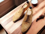 Men's Beige Suede Lace Up Dress Shoes