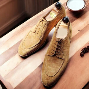 Men's Beige Suede Lace Up Dress Shoes