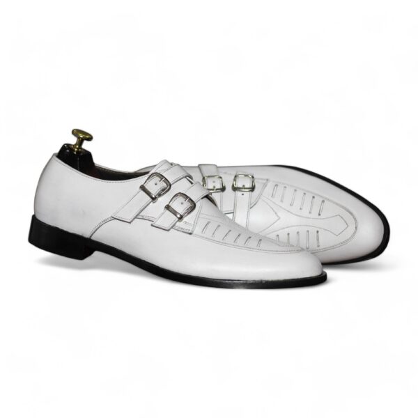 White Leather Shoes Loafer Duckes White Shoes buckle shoes