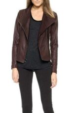 Women Leather Jacket Chocolate Brown Biker Motorcycle Lambskin Jackets - leathersguru