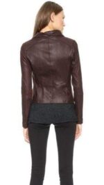 Women Leather Jacket Chocolate Brown Biker Motorcycle Lambskin Jackets - leathersguru