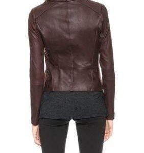 Women Leather Jacket Chocolate Brown Biker Motorcycle Lambskin Jackets - leathersguru