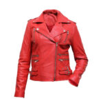 Women Pink Leather Biker Jacket,Stylish Fashion Jacket