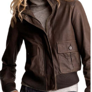 Women's Leather Jacket, Women's Brown Bomber Leather Jacket, Women Biker Jacket