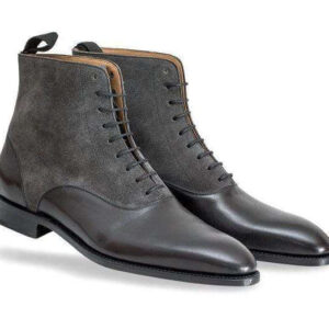 Handmade Men's Ankle High Suede Leather Gray Boot - leathersguru