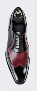 Handmade Black Maroon Leather Wing tip Shoe - leathersguru