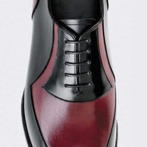 Handmade Black Maroon Leather Wing tip Shoe - leathersguru
