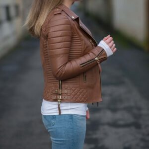 Women Cow Leather Brown Boda Brando Leather Slim Fit Jacket