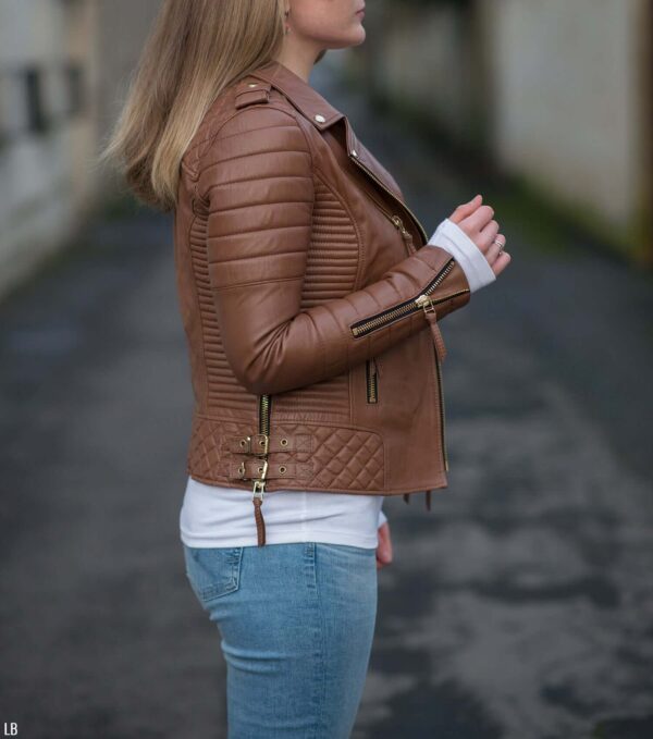 Women Cow Leather Brown Boda Brando Leather Slim Fit Jacket