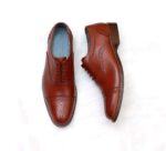 Handmade Men's Leather Burgundy Cap Toe Brogue Shoes - leathersguru