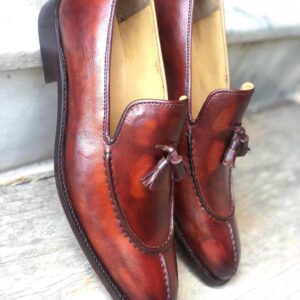 Handmade Men's Leather Loafers Split Toe Shoes - leathersguru