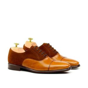 Bespoke Tan Leather & Suede Lace Up Shoes for Men's - leathersguru