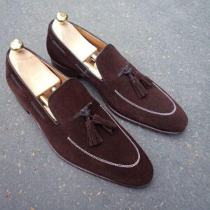 Handmade Brown Suede Tussles Shoe - leathersguru