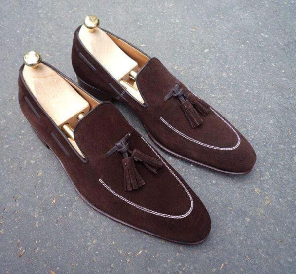 Handmade Brown Suede Tussles Shoe - leathersguru