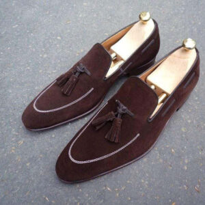 Handmade Brown Suede Tussles Shoe - leathersguru