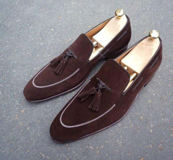 Handmade Brown Suede Tussles Shoe - leathersguru