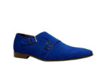 Handmade Blue Double Monk Suede Shoe - leathersguru