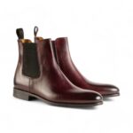 Bespoke Burgundy Black Chelsea Leather Boots - leathersguru