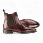 Bespoke Burgundy Black Chelsea Leather Boots - leathersguru