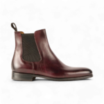 Bespoke Burgundy Black Chelsea Leather Boots - leathersguru