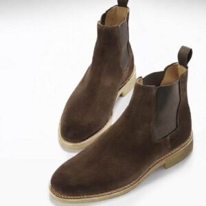 Handmade Men's Ankle High Brown Suede Chelsea Boot - leathersguru