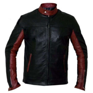 Maroon Black Color crusader dark knight batman leather jacket - leathersguru